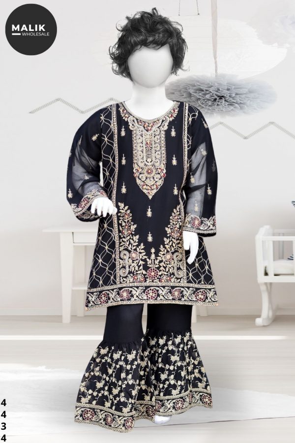 4434- Baby Girls Embroidered 2Pcs Sharara Set