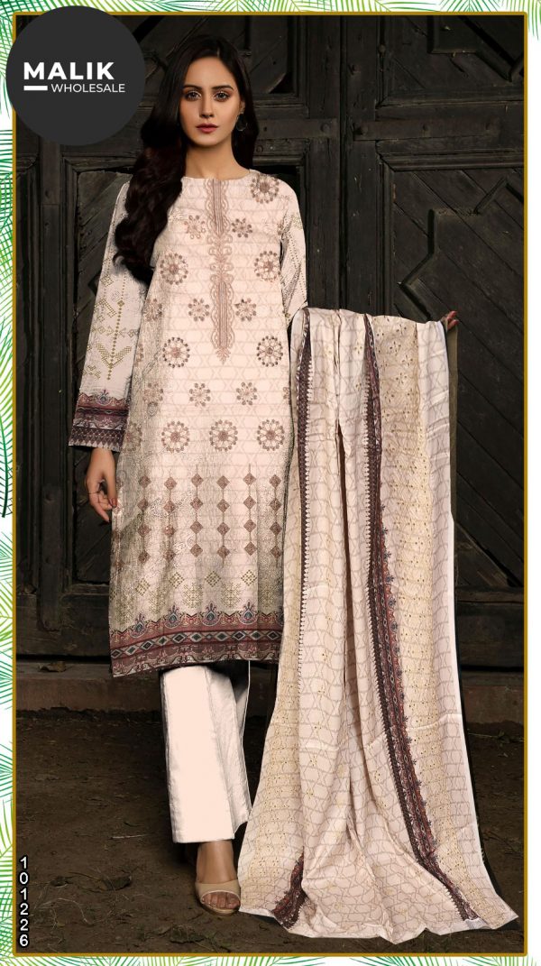 101226- Women's 3Pcs Embroidered Linen Dress