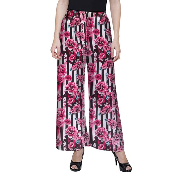 Womens Casual Floral Print Palazzo Trouser