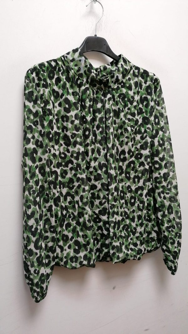 Leopard Print Long Sleeve Balloon Sleeve Top