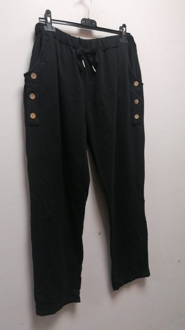 Plain Cotton Pocket Button Detail Trousers