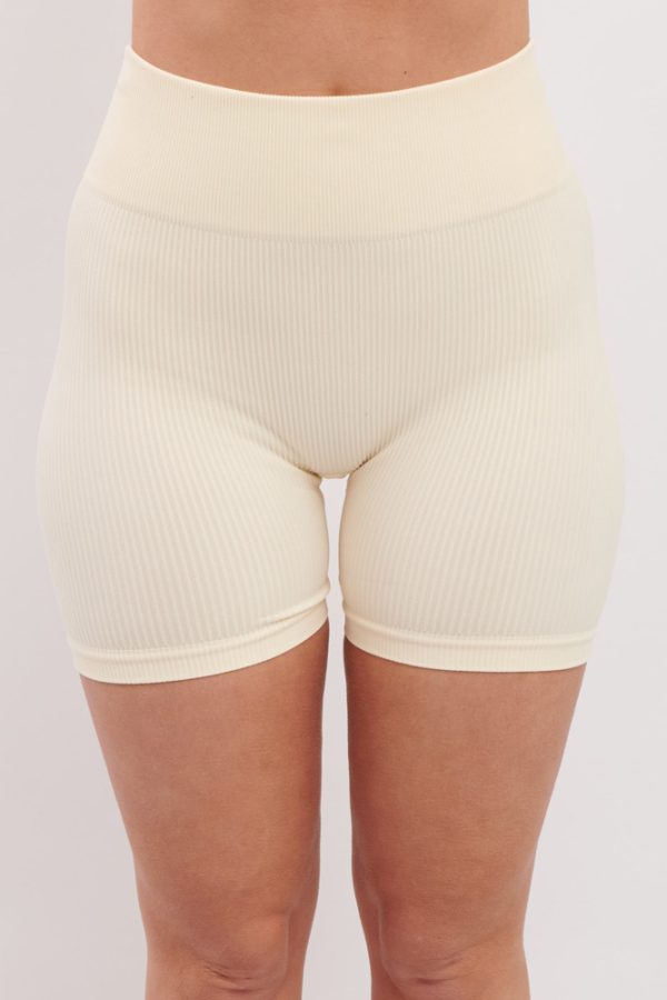 Plain Seamless Ribbed Cycling Shorts