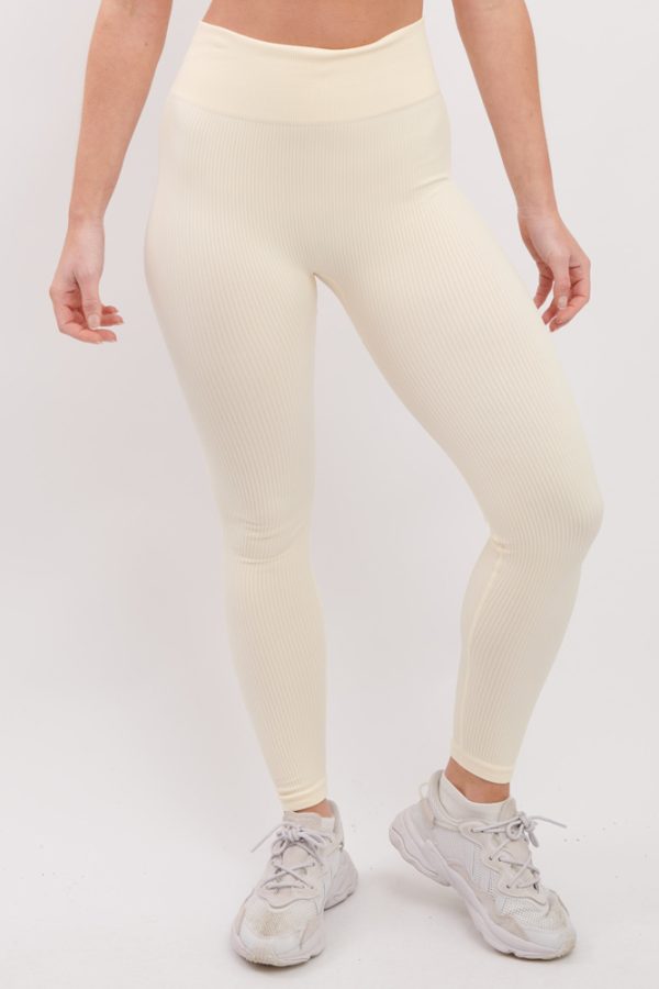 Plain Seamless Ribbed Gym Nylon Legging