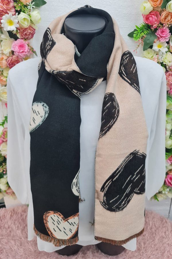 Heart Print Viscose Scarves