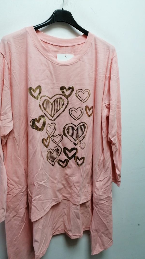 Foil Heart Print Pockets Cotton Top