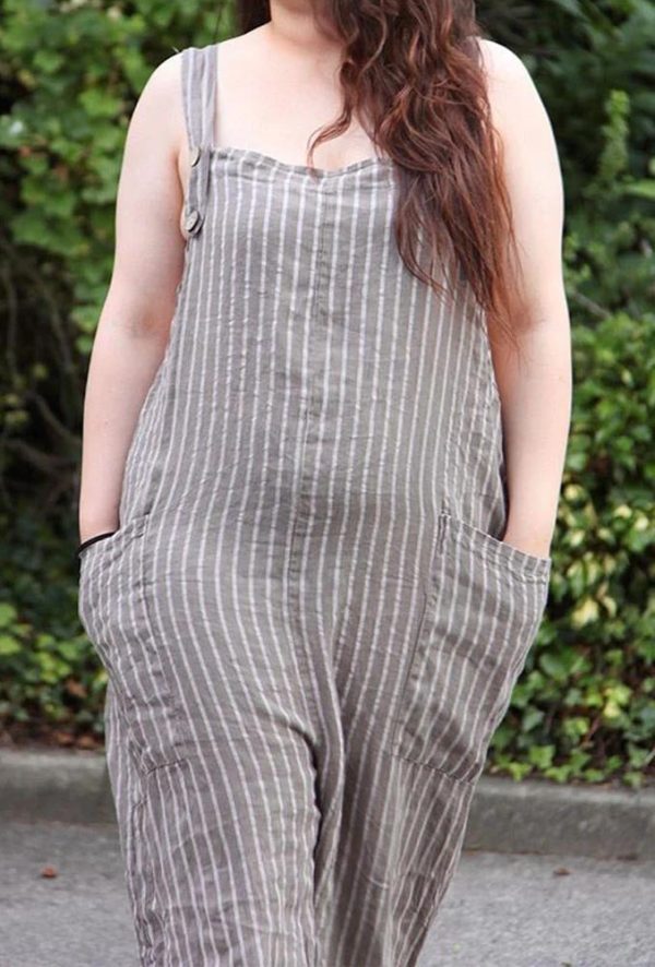 Striped Two Pocket Cotton Jumpsuit Dungaree