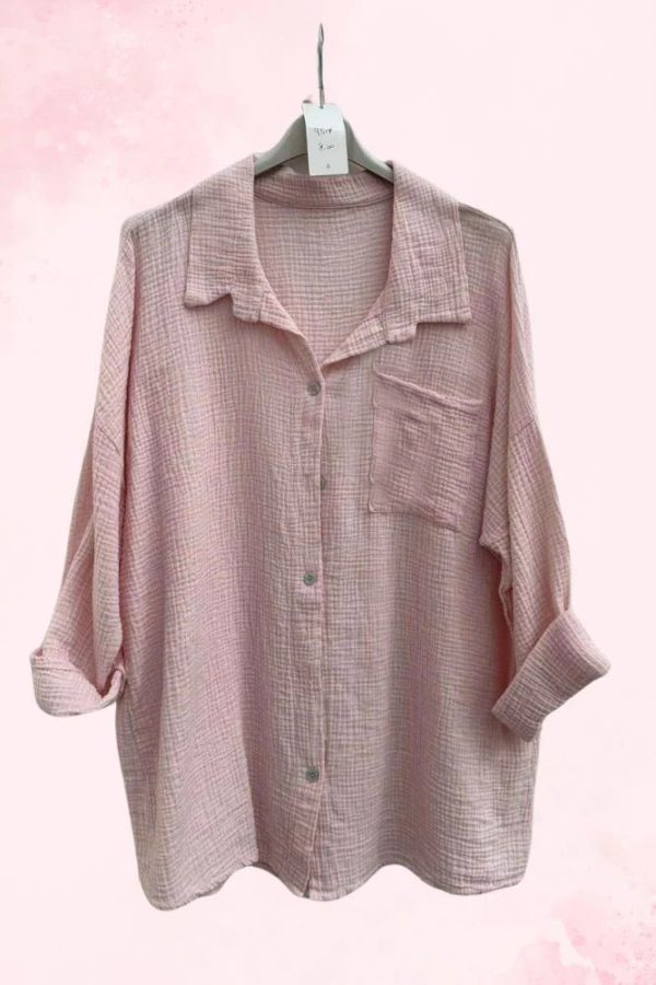 Plain Button Up Pocket Cotton Shirt