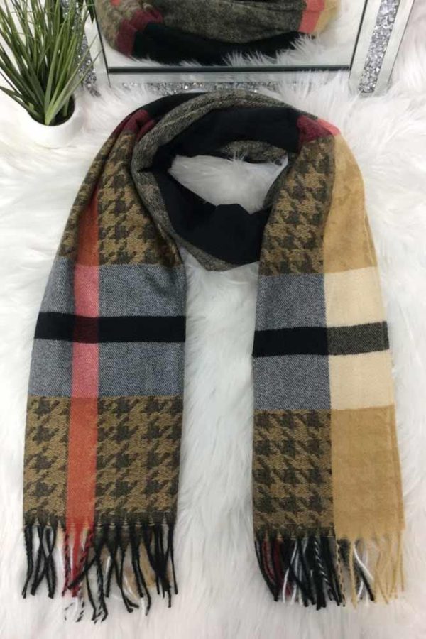 Dog Tooth Check Tassel Scarf