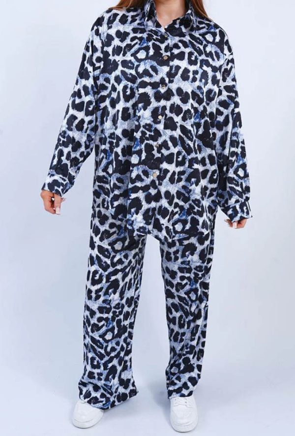 Leopard Print Button Up Loungewear Set