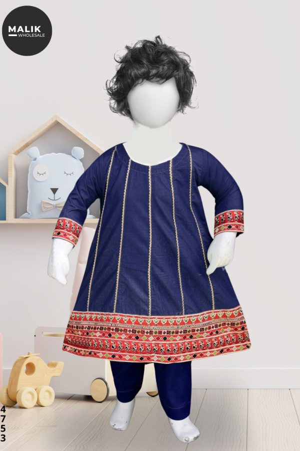 4753-Baby Embroidered Cotton Frock 3Pcs Set16-26