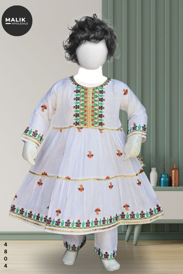 4804-Baby Cotton Embroidered Frock 3Pcs Set