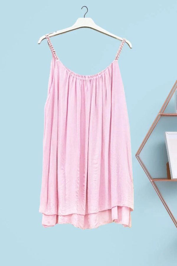 Plain Pleated Layered Hem Top