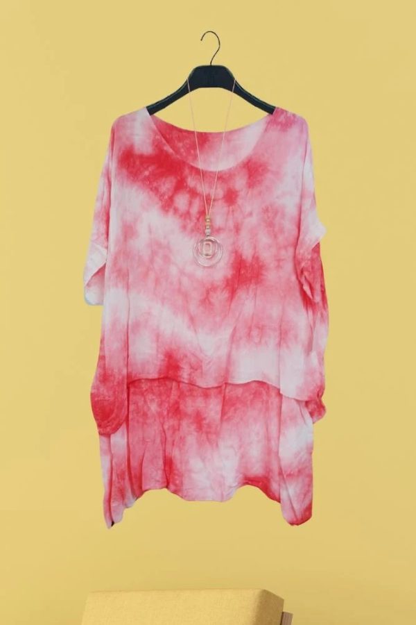 Tie Dye Print Layered Necklace Dress