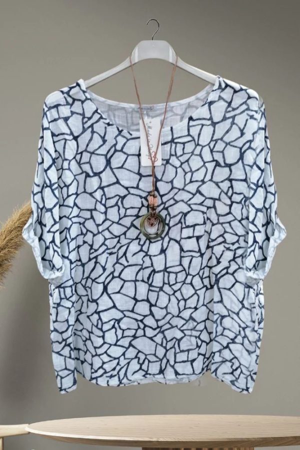 Giraffe Print Necklace Cotton Top