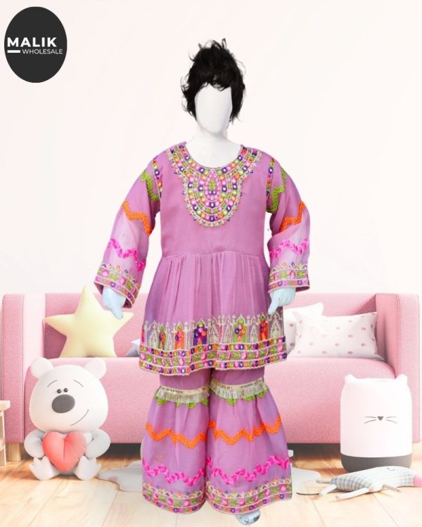 3752-Baby Crinkle Chiffon Sharara 3 Pcs Set-16-24