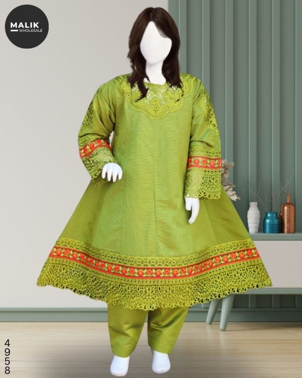 4958-Girls Khaadi Khadar Frock 3Pcs Set 20-36