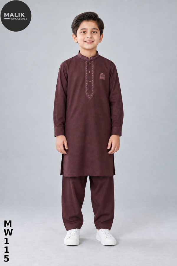 Kids Self-Design Wash n Wear Kameez Shalwar – 3-Outfit Wholesale Pack | MW115