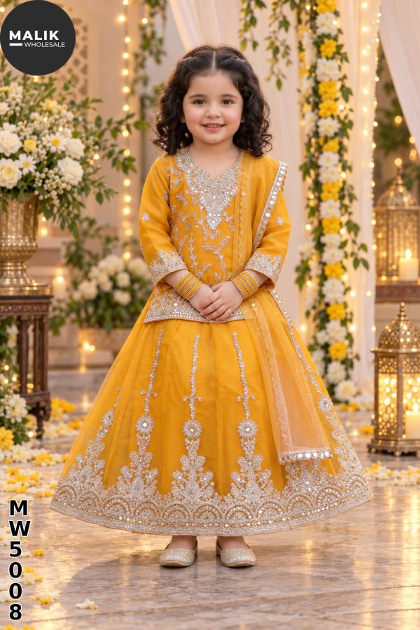 Kids Net Lehenga 3-Piece Suit – 6-Outfit Wholesale Pack | MW5008