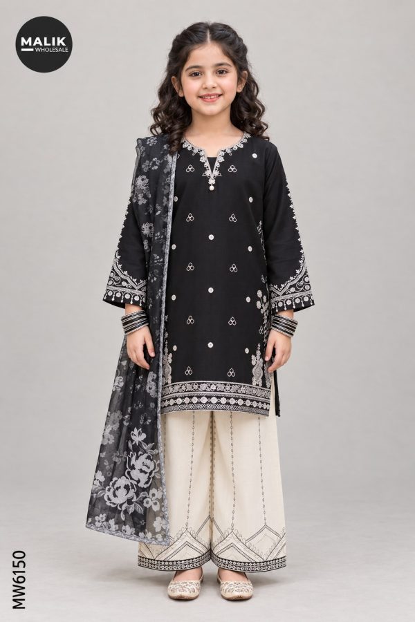 MW6150 |  Kids Dhanak 3-Piece Shirt, Bottom & Dupatta – 9 Piece-Outfit Wholesale Pack