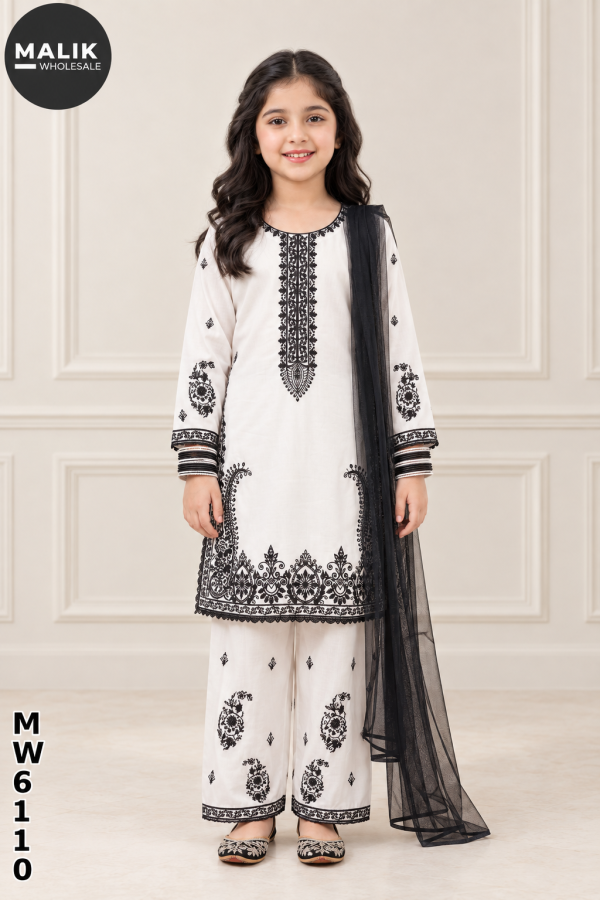 MW6110 | Kids Viscose Palazzo 3-Piece Suit – 9-Piece Suit Outfit Wholesale Pack